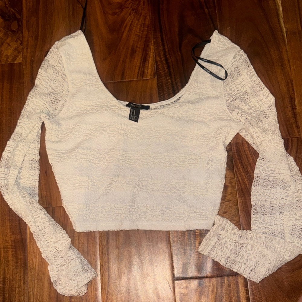 Forever 21  White Lace Long Sleeve Top